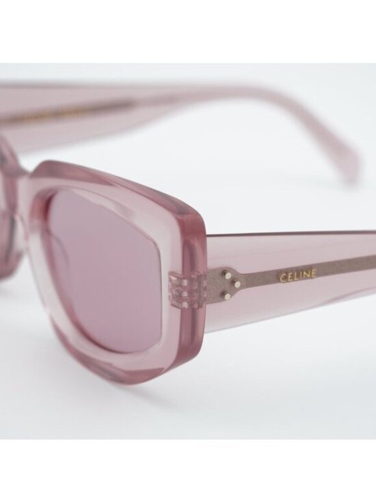 Celine CL40277I 72Y Sunglasses Transparent Pink Cat Eye Frame, Pink Lenses